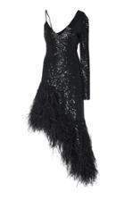 Michael Kors Collection Feather Embroidered Asymmetric Hem Dress
