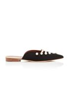 Malone Souliers Zelda Leather-trimmed Silk-satin Point-toe Flats