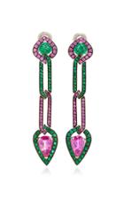 Fabio Salini Entrelac Pink Sapphire And Emerald Earrings