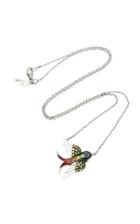 Colette Jewelry 18k White Gold Sapphire And Tsavorite Necklace