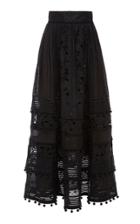 Zimmermann Corsage Embellished Silk-linen Midi Skirt