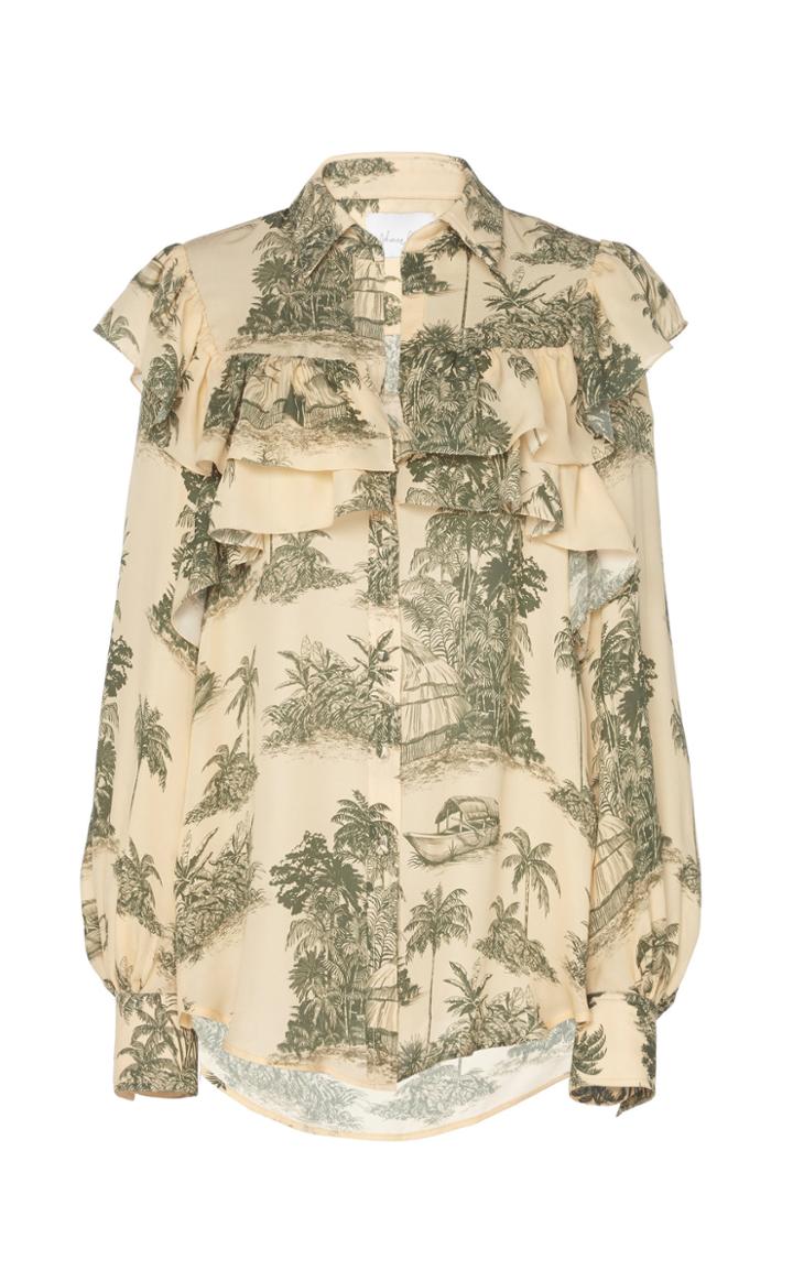 Johanna Ortiz Aroma De Cafe Printed Silk-chiffon Blouse