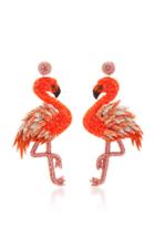 Deepa Gurnani Flamingo Cotton, Beaded And Gold-plated Earrings