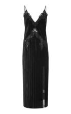 Jonathan Simkhai Lace Appliqu Crinkled Midi Velvet Dress