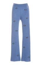 Moda Operandi The Elder Statesman Embroidered Eyes Ribbed Cashmere Pants