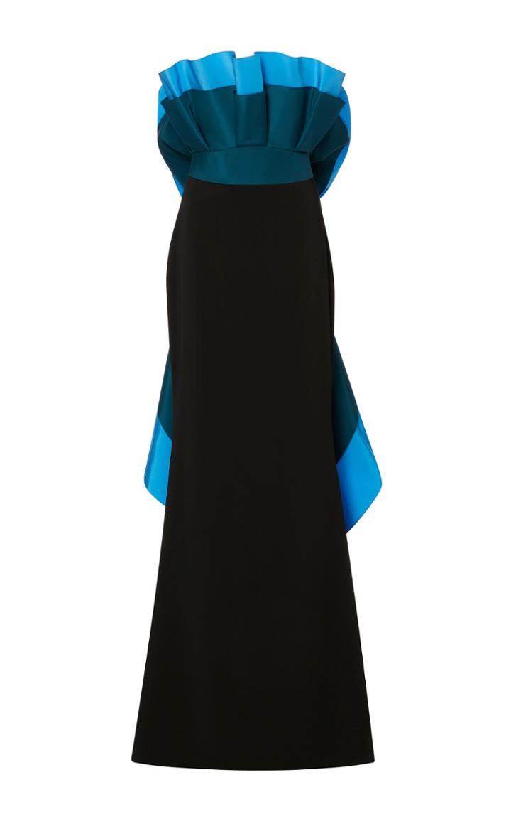 Elizabeth Kennedy Strapless Gown With Double Ruffle And Crepe Skirt