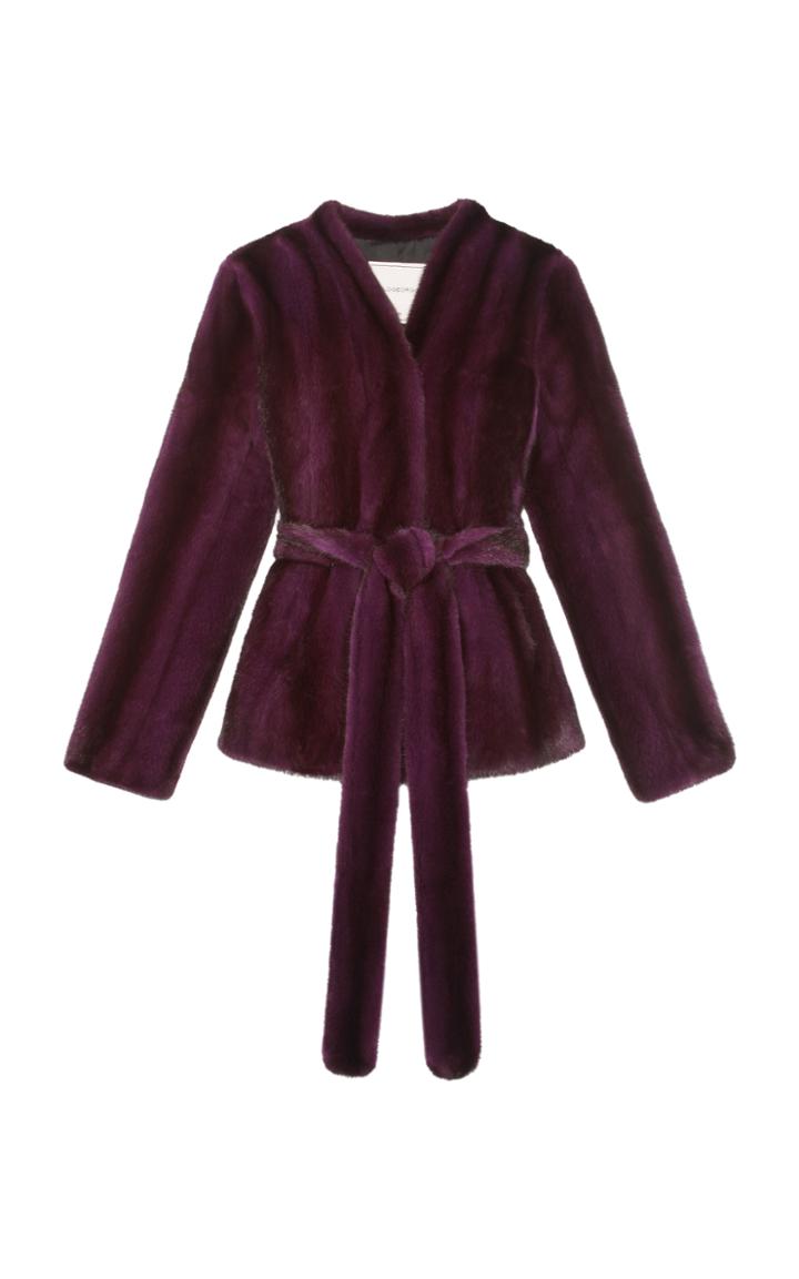 Pologeorgis The Wrap Deep Purple Fur Coat