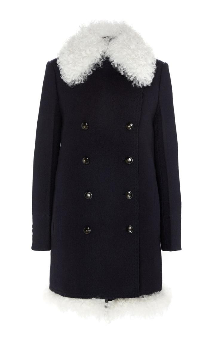 Sonia Rykiel Boiled Wool Double Breasted Sailor Coat