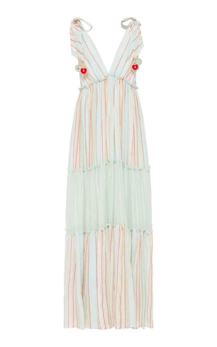 My Beachy Side Tiered Striped Cotton Maxi Dress