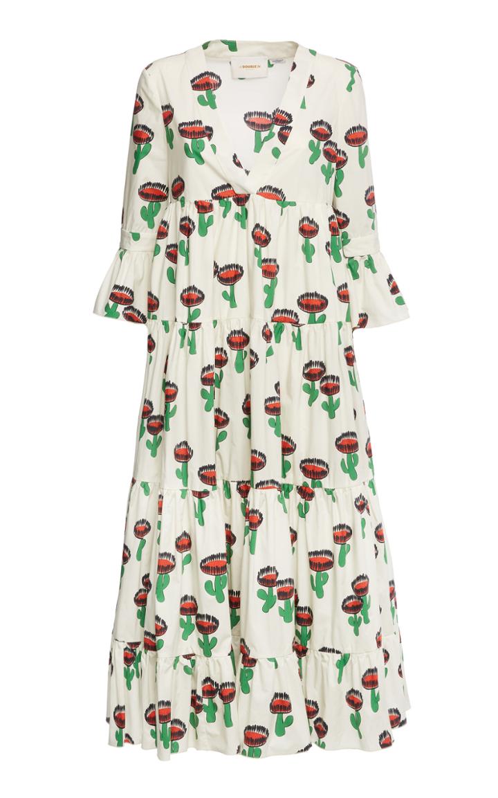 Moda Operandi La Doublej Jennifer Jane Printed Cotton Midi Dress Size: Xs
