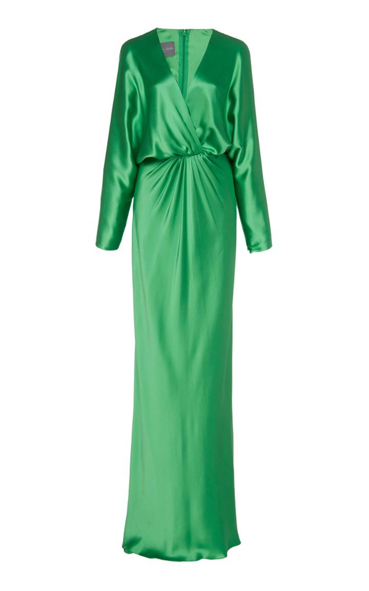 Monique Lhuillier Dolman-sleeve Crepe Gown