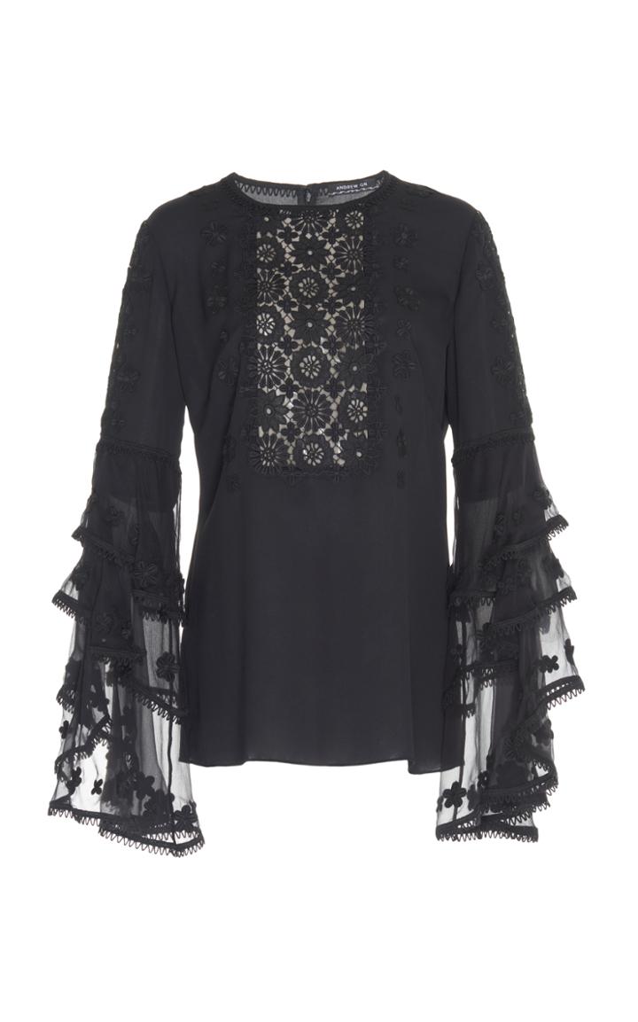 Andrew Gn Cascade Sleeve Blouse