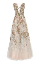 Marchesa Floral-embroidered Tulle Gown