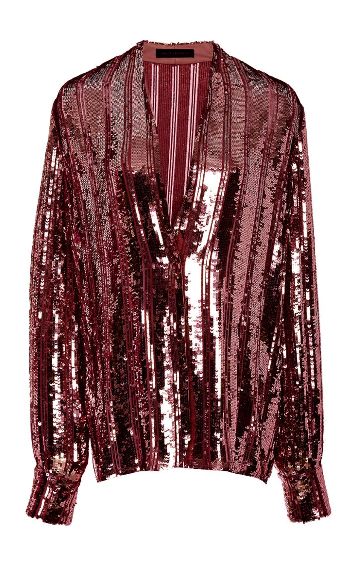 Moda Operandi Sally Lapointe Striped Sequined Blouse Size: 4