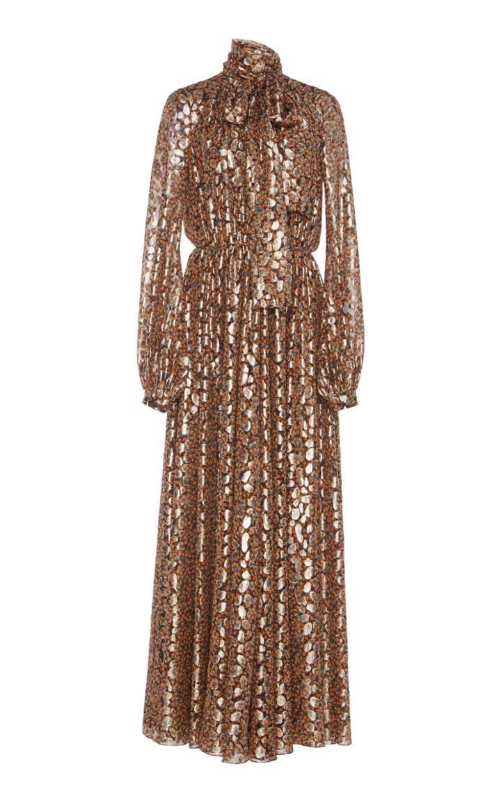 Giambattista Valli Long Sleeve Metallic Dress