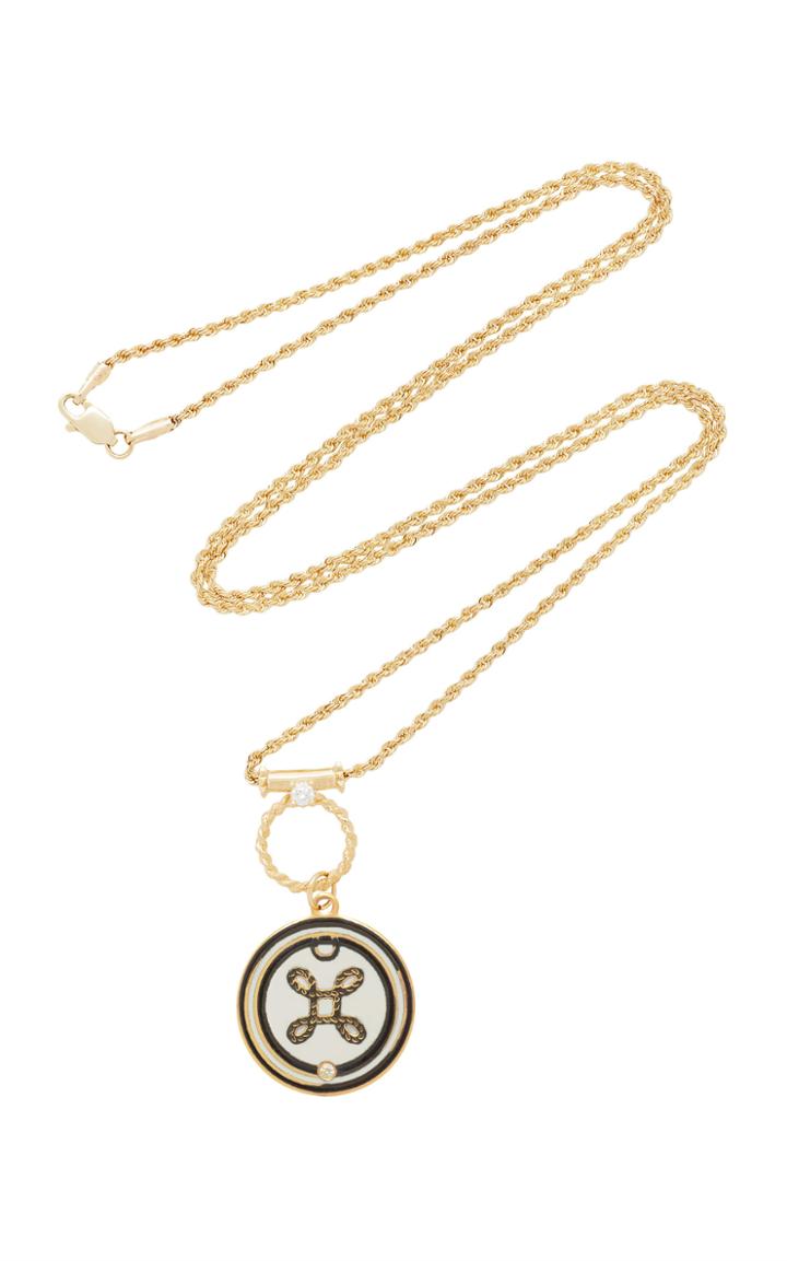 Foundrae True Love Champleve Medallion On 22 Rope Door Knocker Necklace