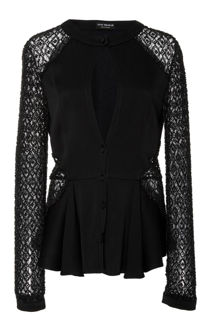 Oday Shakar Beaded Satin Jacket