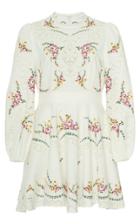 Zimmermann Allia Cross-stitched Linen-blend Mini Dress