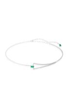 Hueb Spectrum 18k White Gold Diamond And Emerald Necklace