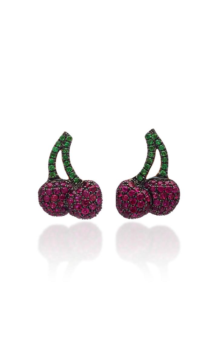 Khai Khai 18k Gold Ruby And Tsavorite Earrings