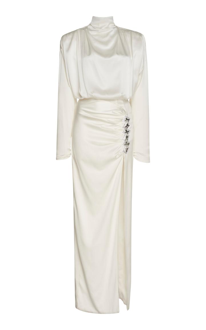 Alessandra Rich Silk Satin High Neck Dress