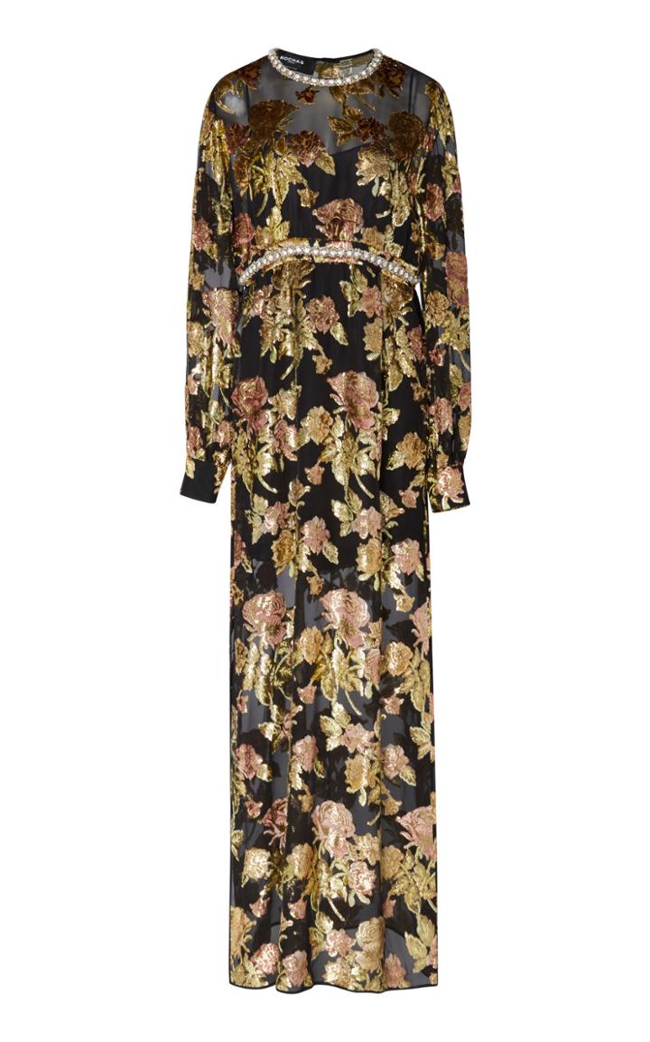 Rochas Embellished Velvet Floral-jacquard Gown