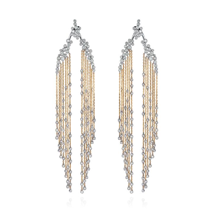 Mike Joseph White And Yellow Gold Jaw-grazing Earring With White Diamonds