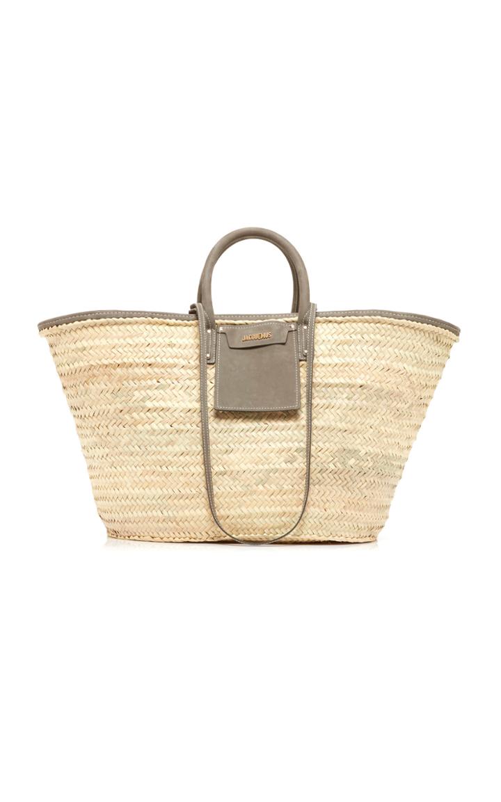 Jacquemus Le Grand Panier Soleil Suede-trimmed Straw Tote