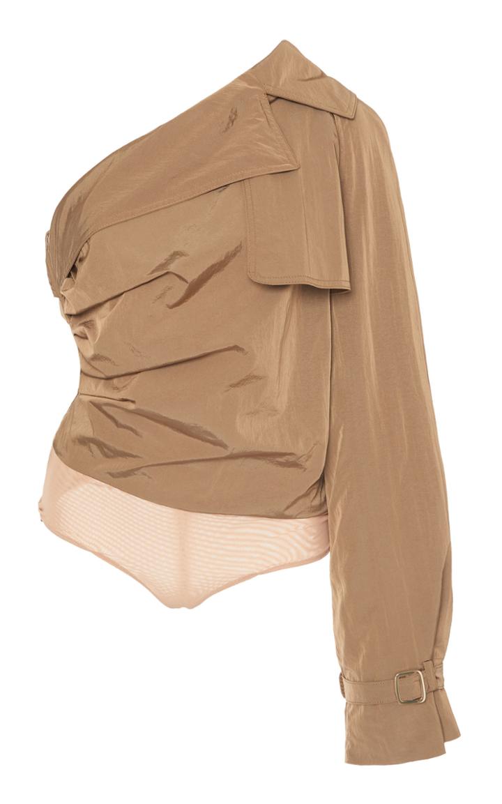 Max Mara Elide One Shoulder Taffeta Top