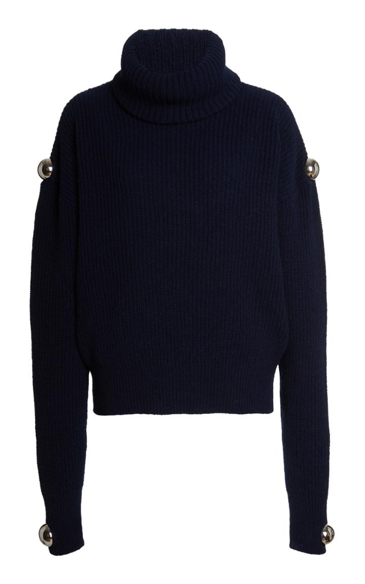 Christopher Kane Dome Ribbed Wool Turtleneck Top