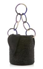 Sensi Studio M'o Exclusive Medium Ring Embellished Straw Bucket