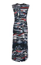 Cdric Charlier Abstract-print Pleated Georgette Dress