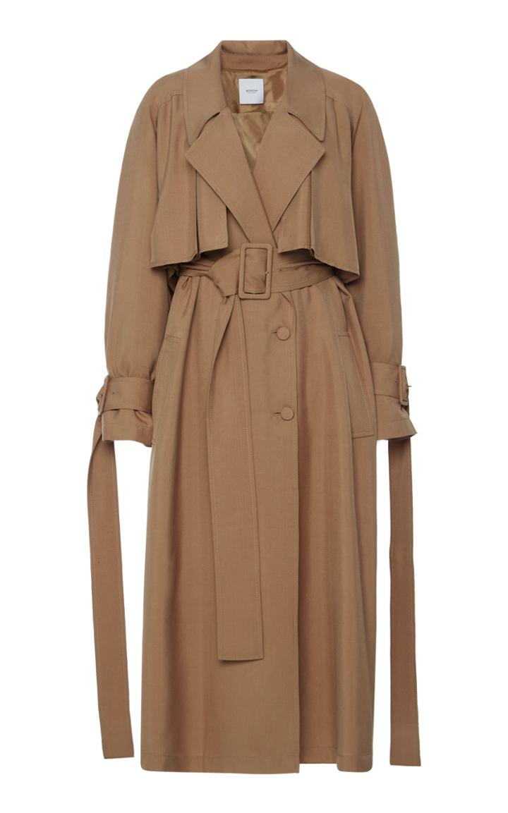 Moda Operandi Agnona Pleated-back Silk-dupioni Trench Coat Size: 36