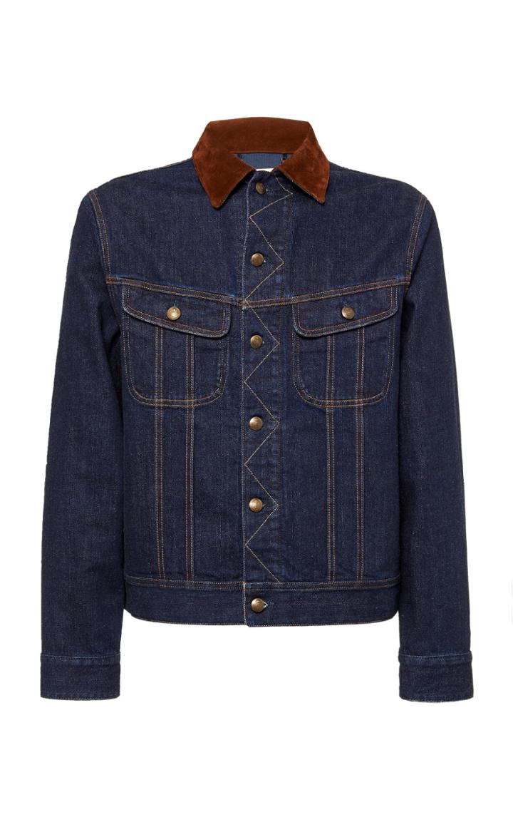 Ralph Lauren Suede-trimmed Crest Denim Jacket Size: S