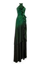 Alejandra Alonso Rojas Silk Halter Neck Cascade Gown