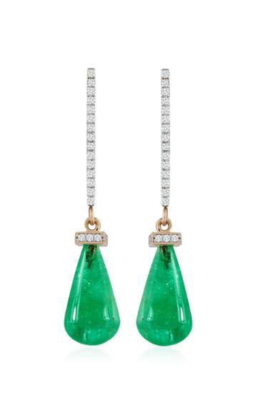 Mateo X Muzo La Barre 14k Gold Emerald And Diamond Earrings
