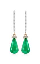 Mateo X Muzo La Barre 14k Gold Emerald And Diamond Earrings