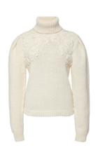 Ulla Johnson Calla Embroidered Merino Wool Turtleneck Top