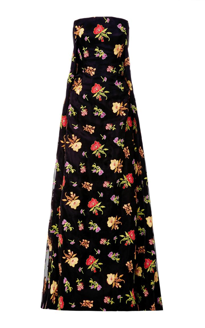 Zac Posen Floral Embroidered Organza Gown