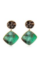 Bahina Chrysoprase, Shell 18k Yellow Gold Earrings