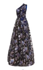 Christian Siriano Metallic Floral Organza Overlay Gown