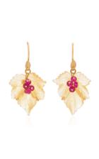 Annette Ferdinandsen Arragonite Fancy Leaf Earrings With Rubies