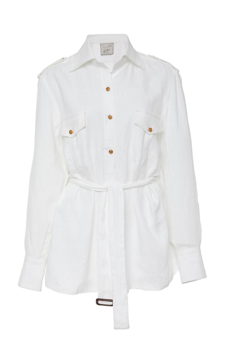 Giuliva Heritage Collection Aurora Belted Button-up Linen Top