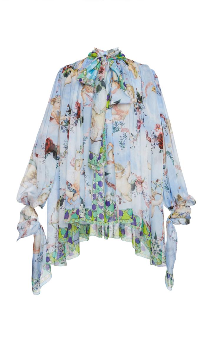 Dolce & Gabbana Printed Neck Tie Blouse