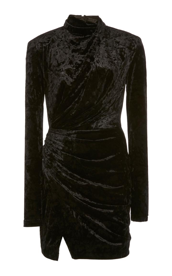 Moda Operandi Redemption Velvet Draped Mini Dress High Neck