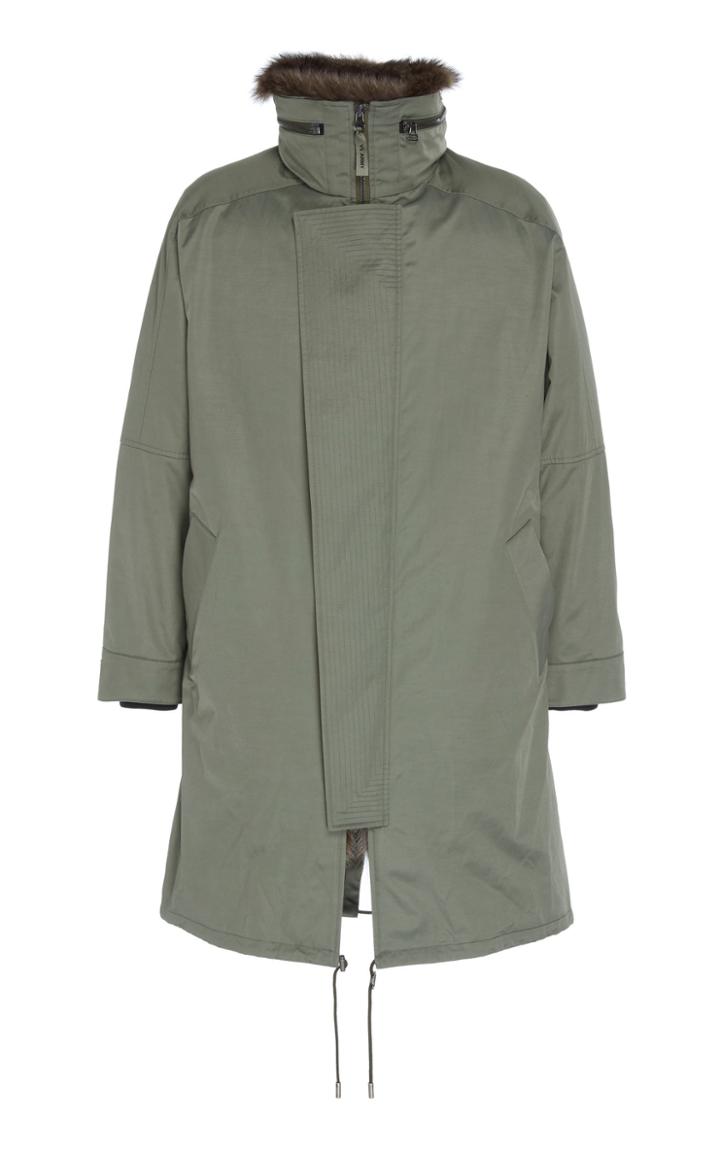 Yves Salomon Paris Fur-trimmed Wool-blend Parka Size: 48