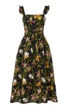 Agua By Agua Bendita Herbarium Flora Embroidered Linen Midi Dress