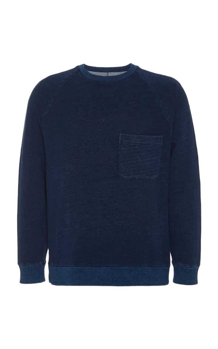 Blue Blue Japan Split Back Crew-neck Cotton Pullover Size: S