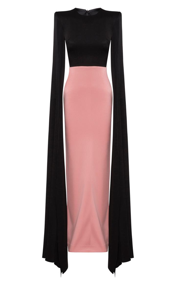 Moda Operandi Alex Perry Julian Two-tone Satin Crepe Cape-sleeve Gown