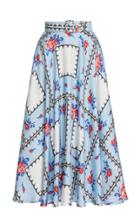 Moda Operandi Rodarte Belted Floral Silk-twill Skirt